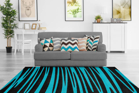 Design-Teppich Broadway 200 Anthrazit / Türkis Ambiente